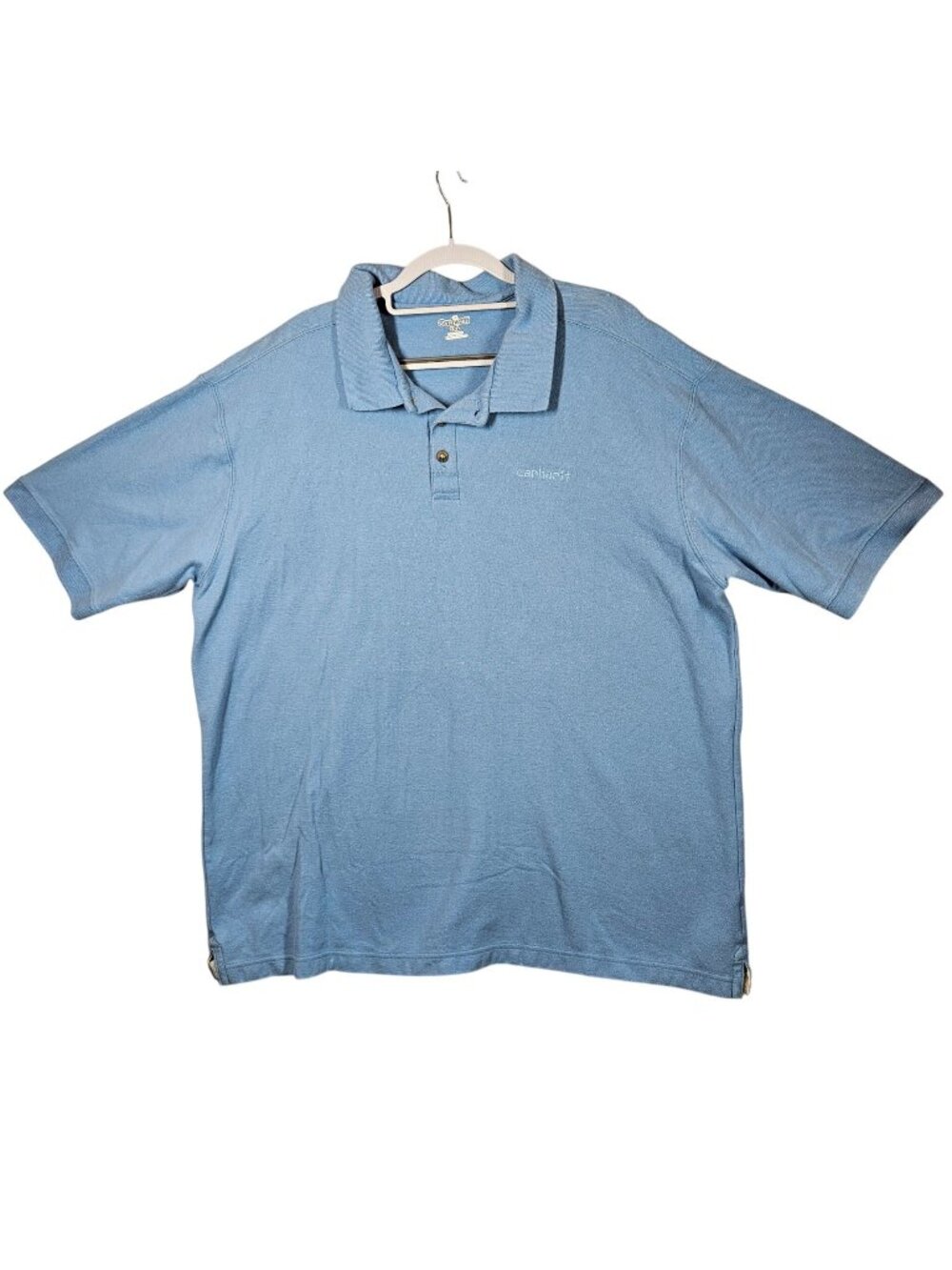 Carhartt Mens Polo Shirt 2XL Blue 100% Cotton Short Sleeve Classic Fit Casual
